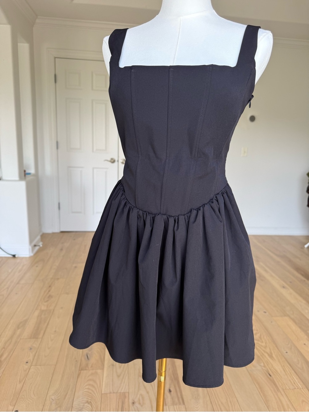 Zara Black Square-Neck Mini Dress